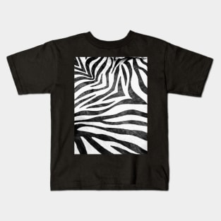 Photographic Image of Realistic Zebra Print in Black and White Kids T-Shirt